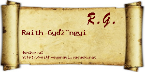 Raith Gyöngyi névjegykártya